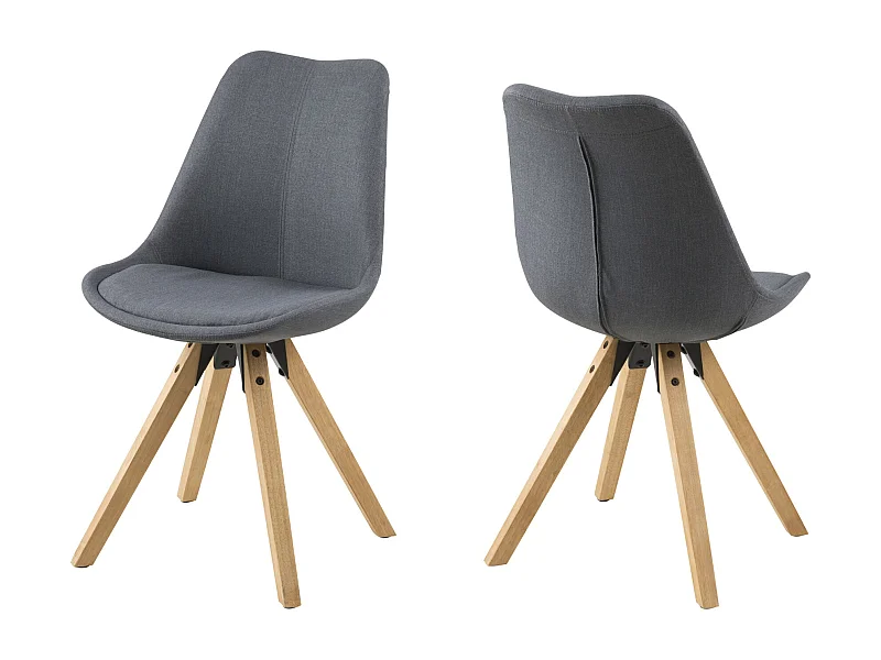Chaises modernes bois et tissu gris (lot de 2) - EARL