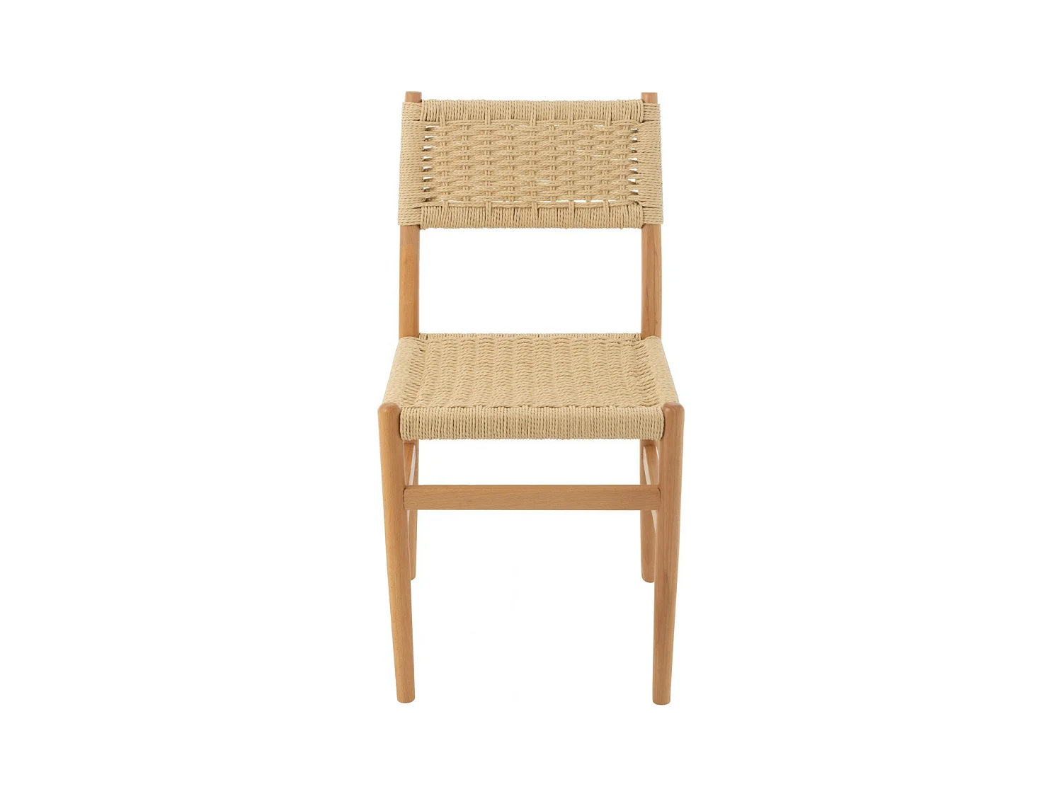 Chaises de salle à manger en bois et assise tressée (lot de 2) - SOFIA