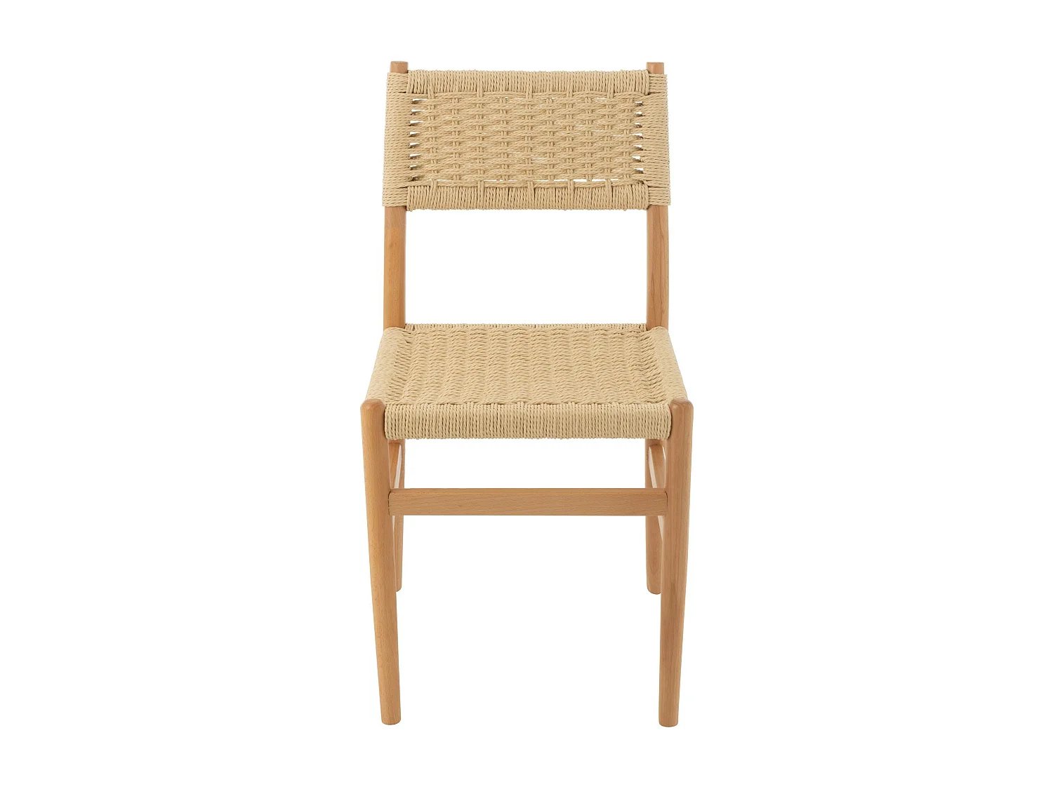 Chaises de salle à manger en bois et assise tressée (lot de 2) - SOFIA