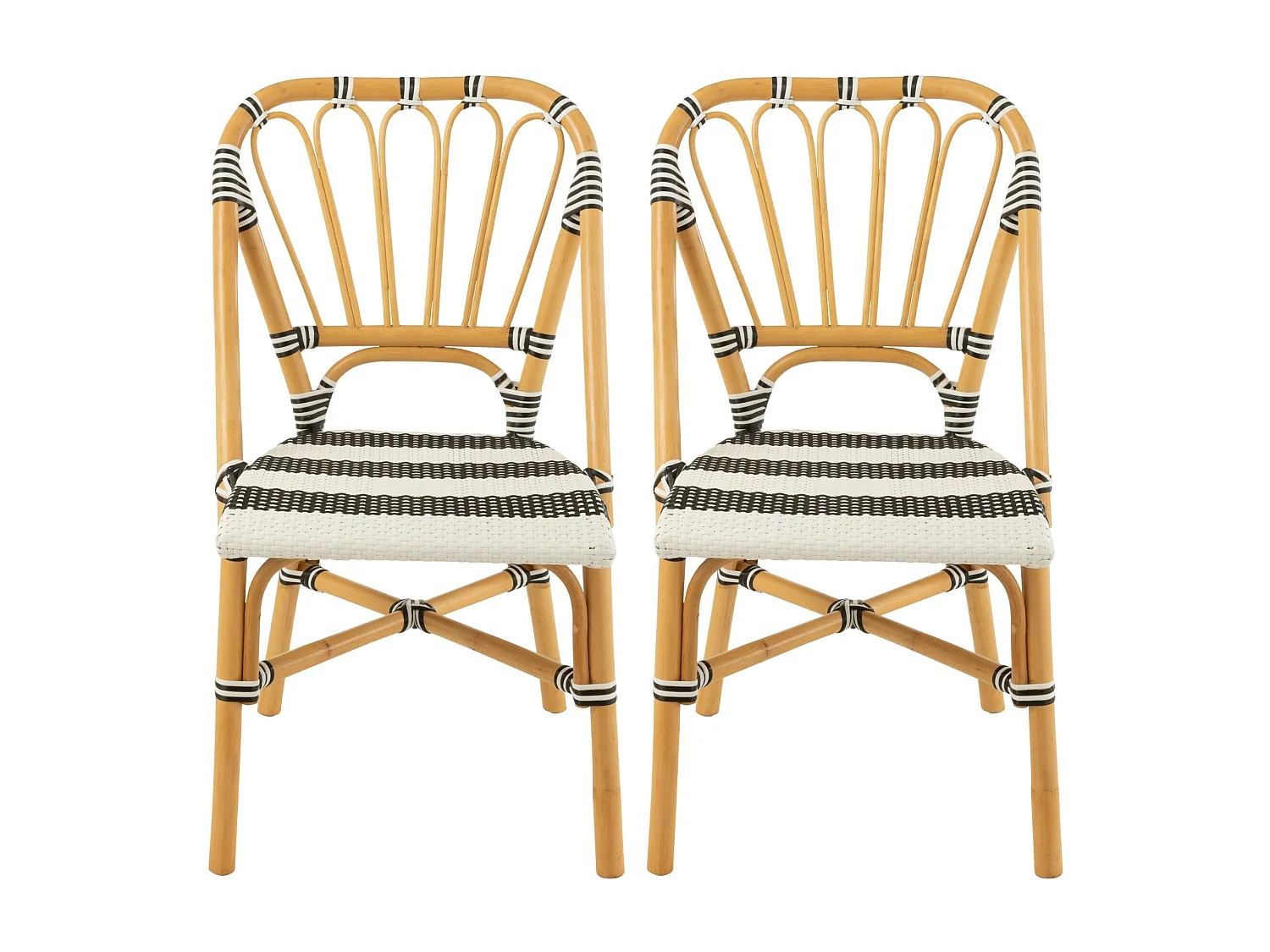 Chaises parisiennes tressées rayures (lot de 2) - MONTMARTRE