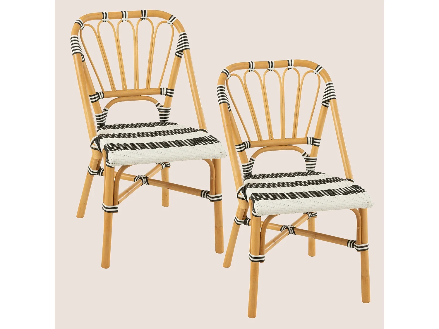 Chaises parisiennes tressées rayures (lot de 2) - MONTMARTRE