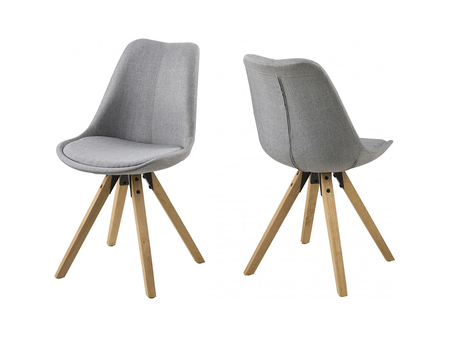 Chaises modernes bois et tissu gris (lot de 2) - EARL