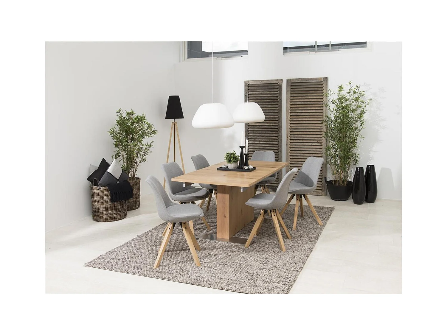 Chaises modernes bois et tissu gris (lot de 2) - EARL
