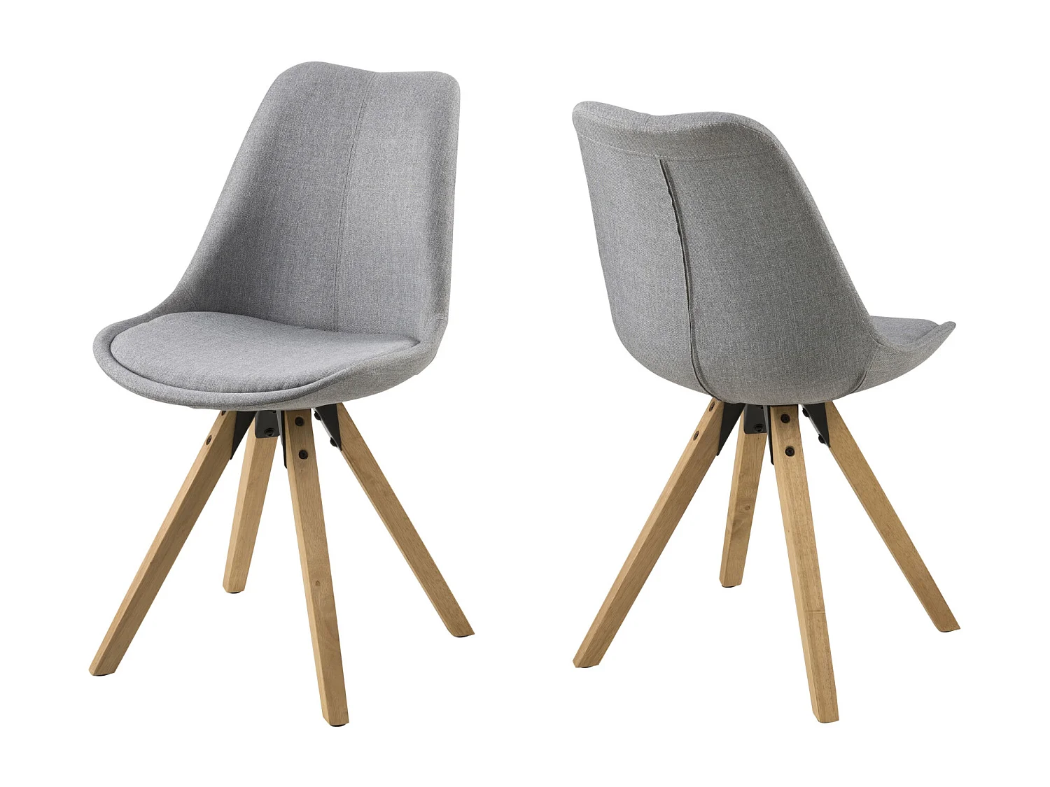 Chaises modernes bois et tissu gris (lot de 2) - EARL