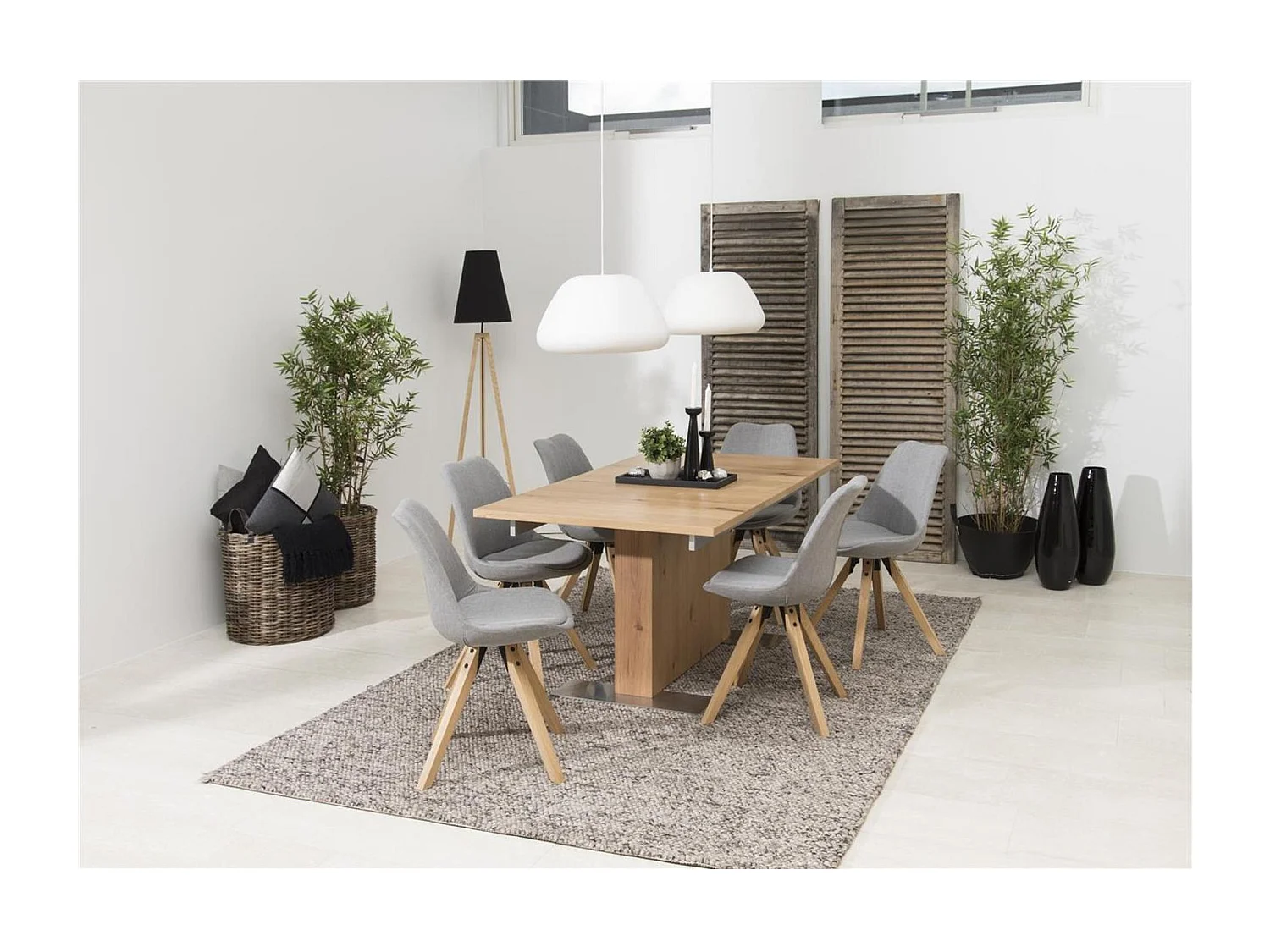Chaises modernes bois et tissu gris (lot de 2) - EARL