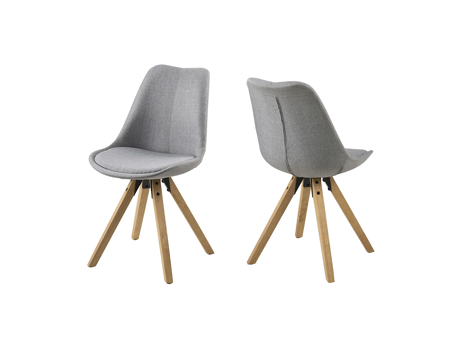 Chaises modernes bois et tissu gris (lot de 2) - EARL