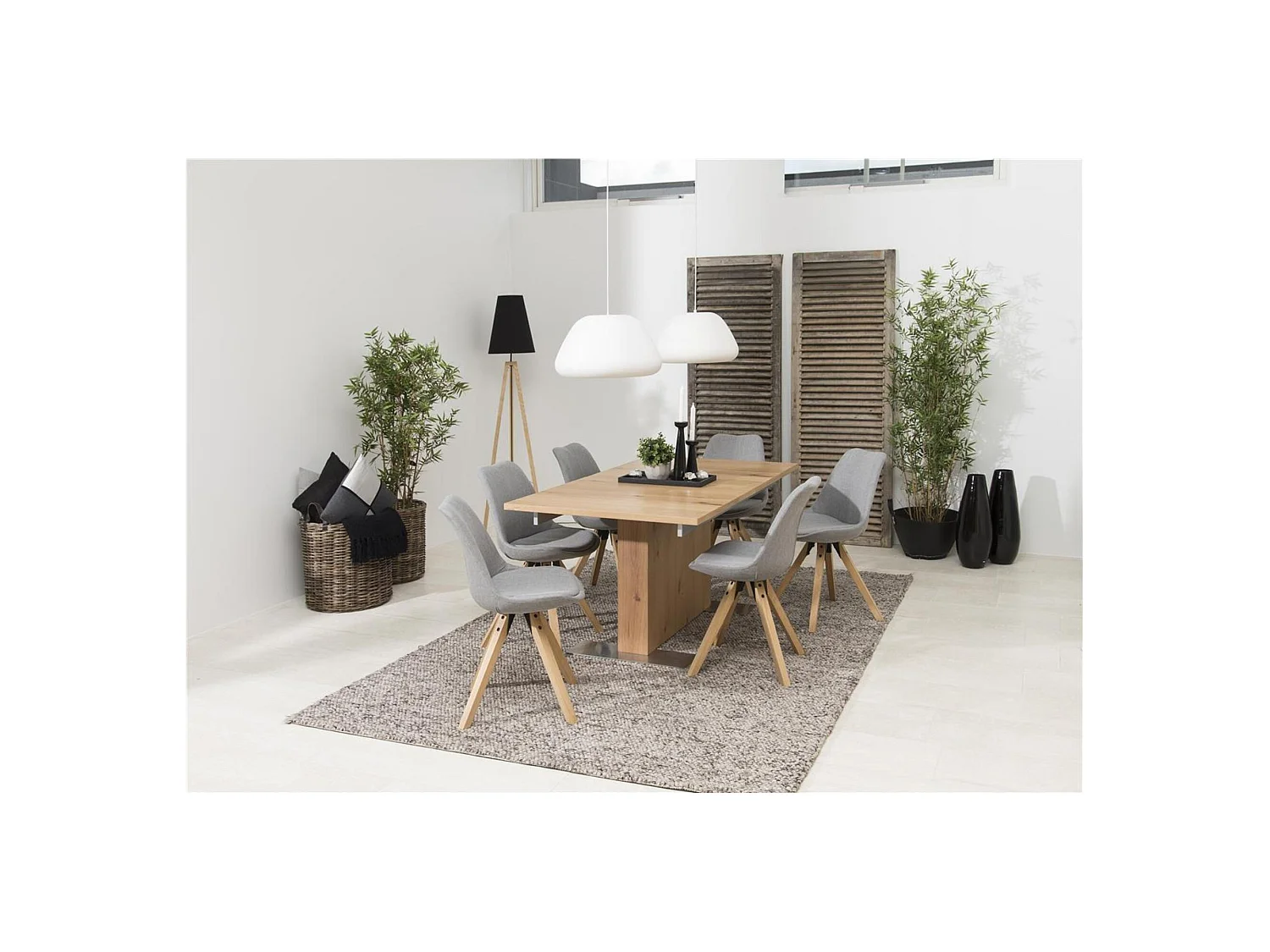 Chaises modernes bois et tissu gris (lot de 2) - EARL