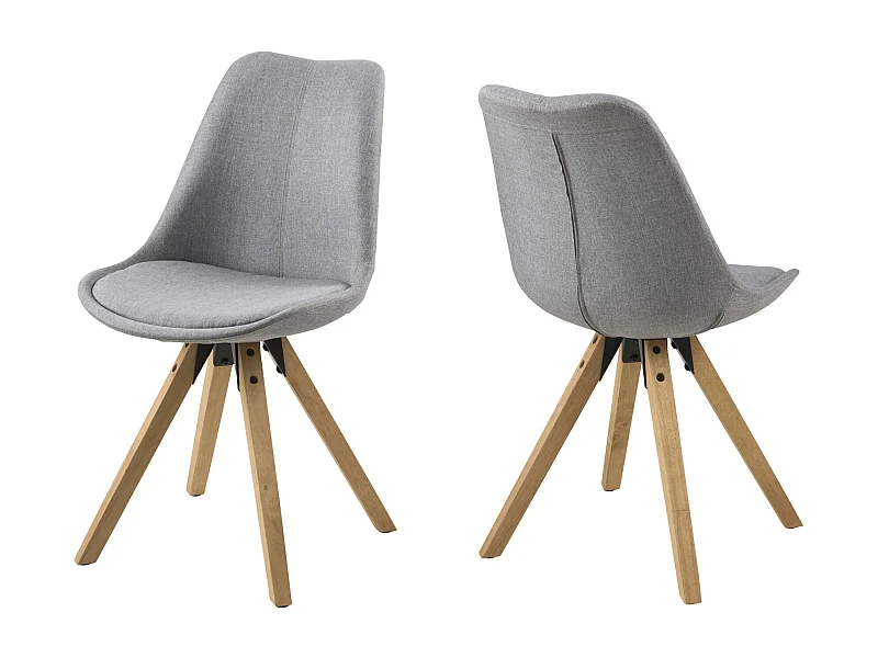 Chaises modernes bois et tissu gris (lot de 2) - EARL