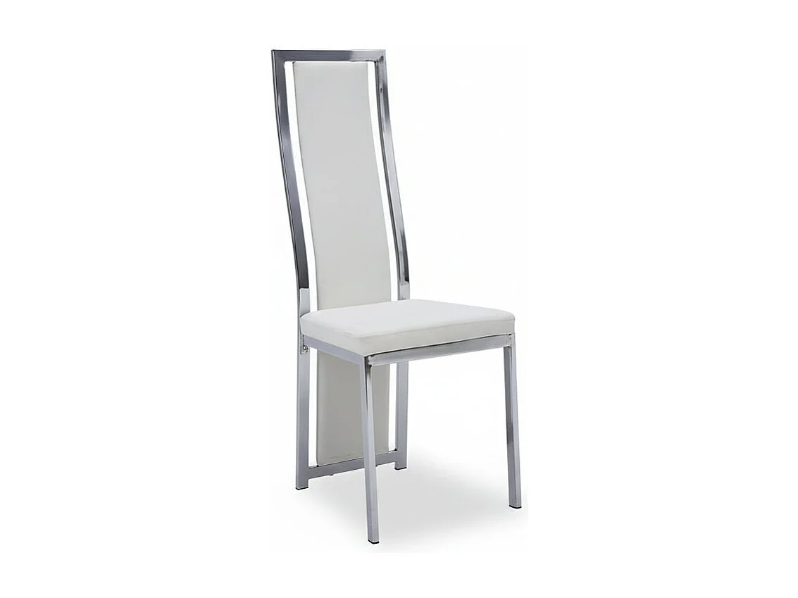 Lot de 6 chaises Dana simili cuir blanc contour chromé