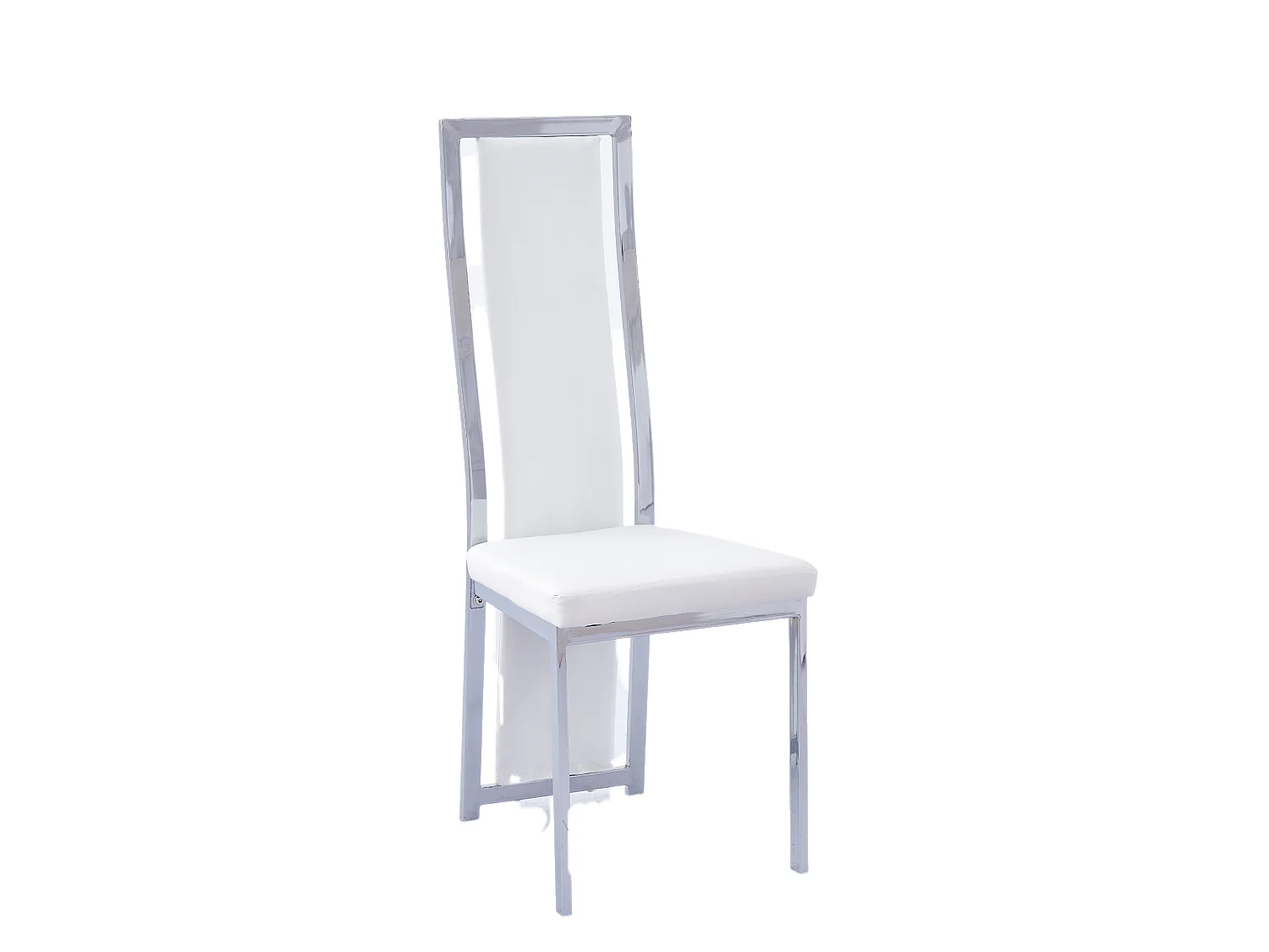 Lot de 6 chaises Dana simili cuir blanc contour chromé