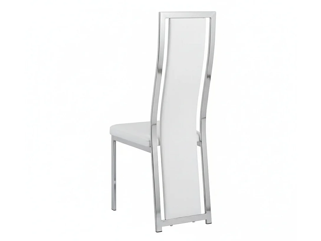 Lot de 6 chaises Dana simili cuir blanc contour chromé