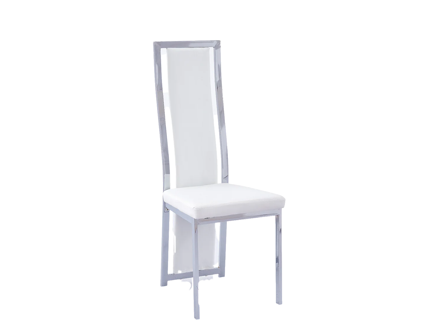 Lot de 6 chaises Dana simili cuir blanc contour chromé
