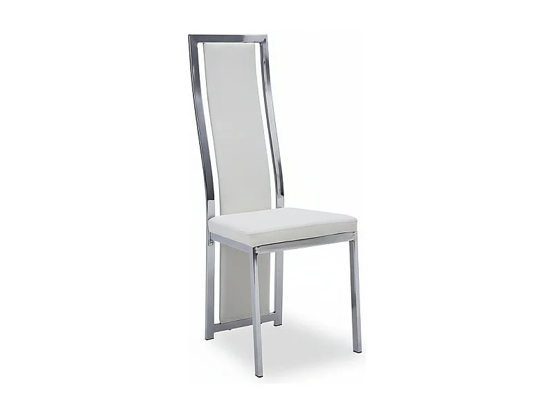 Lot de 6 chaises Dana simili cuir blanc contour chromé