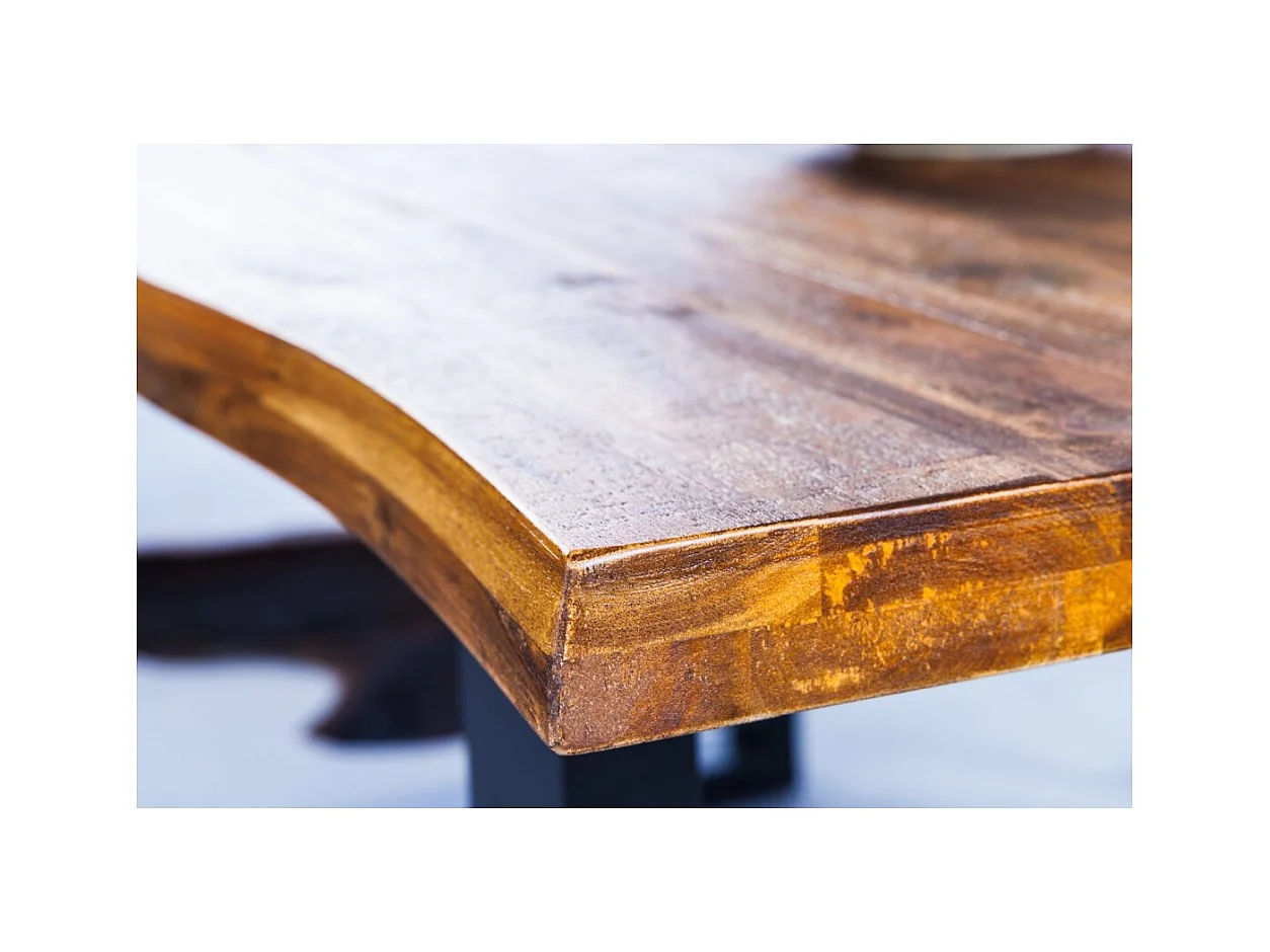 Table NALKO 200 cm – Plateau en bois massif d'acacia et structure en métal noir – Élégance industrielle et authenticité naturell