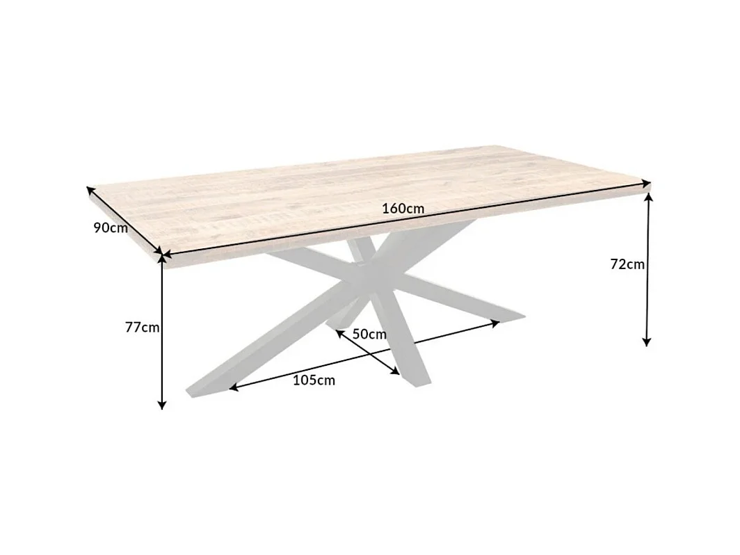 Table SOLARA 160 cm – Plateau en bois de manguier verni et structure en métal noir – Design industriel et charme unique