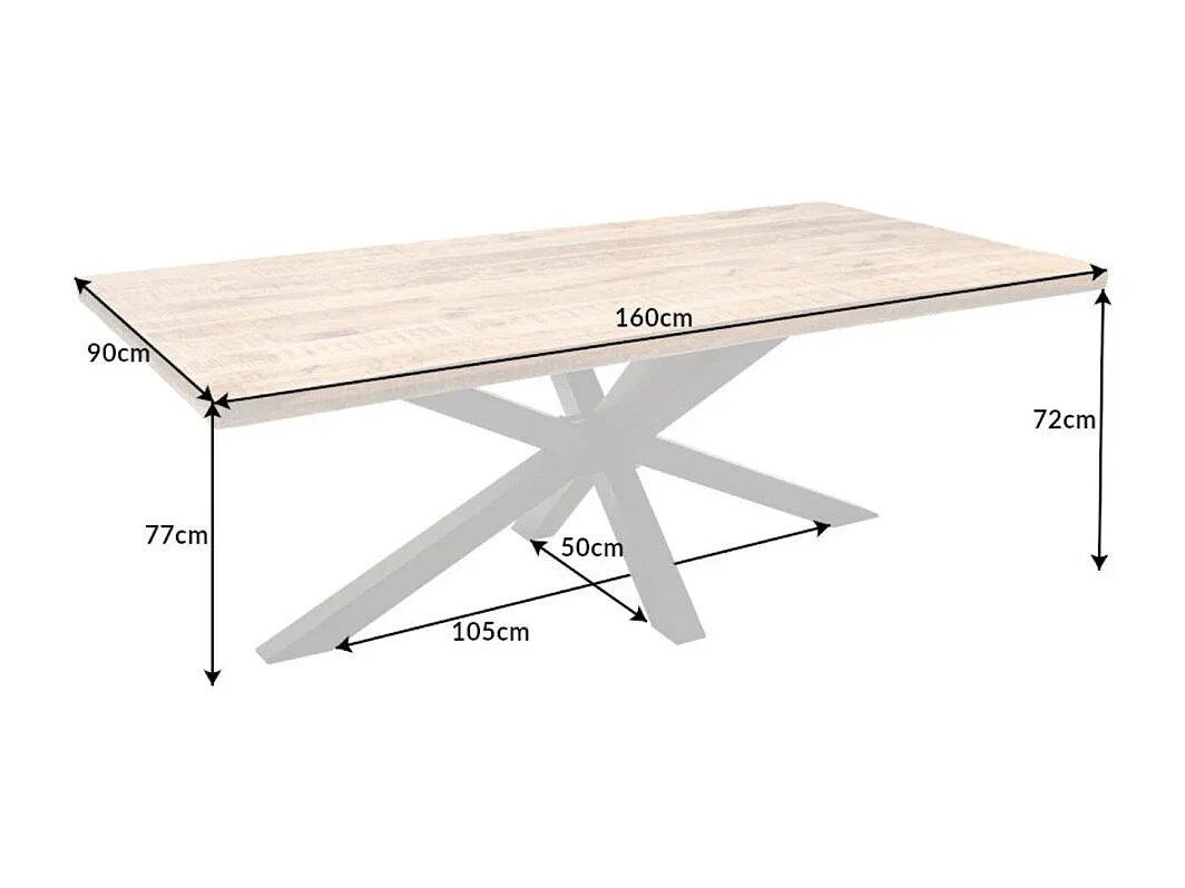 Table SOLARA 160 cm – Plateau en bois de manguier verni et structure en métal noir – Design industriel et charme unique