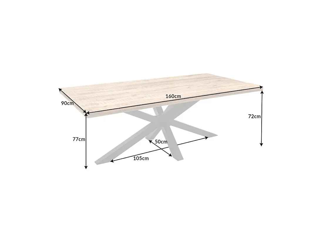 Table SOLARA 160 cm – Plateau en bois de manguier verni et structure en métal noir – Design industriel et charme unique