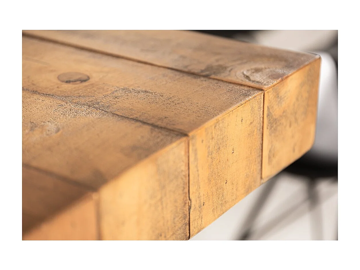 Table de salle à manger RANCHO 165 cm – Plateau en bois de pin recyclé verni – Style rustique et chaleureux