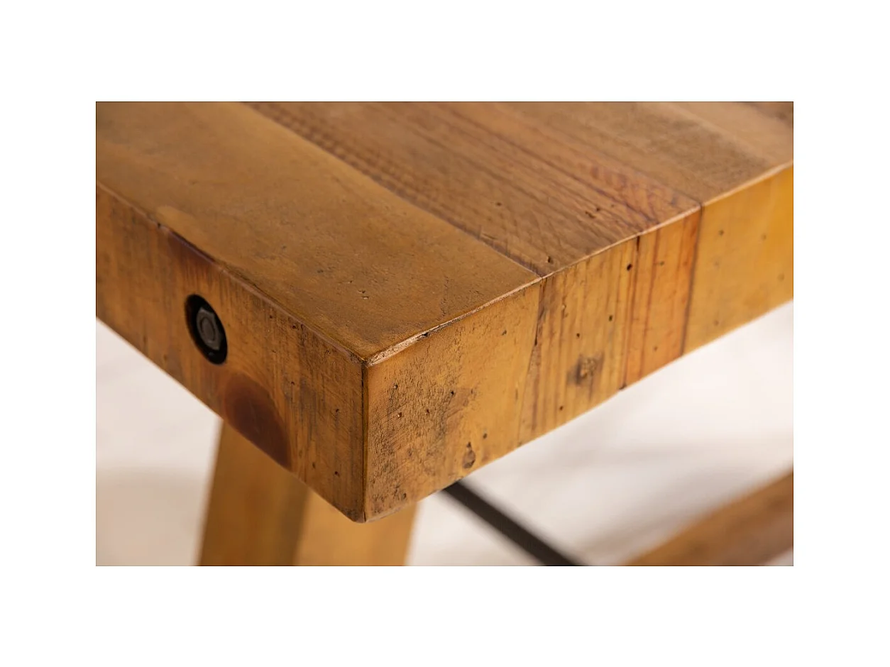 Table de salle à manger RANCHO 165 cm – Plateau en bois de pin recyclé verni – Style rustique et chaleureux