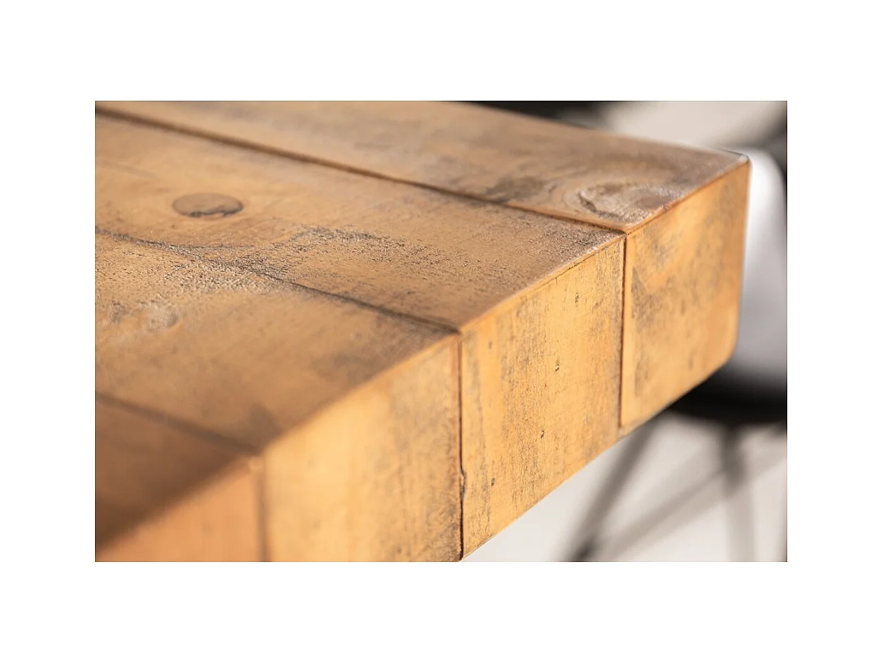 Table de salle à manger RANCHO 165 cm – Plateau en bois de pin recyclé verni – Style rustique et chaleureux