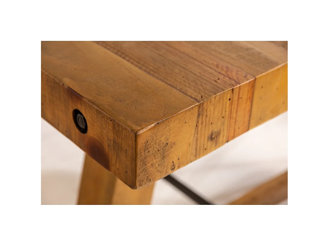 Tavolo da pranzo RANCHO 165 cm – Piano in legno di pino riciclato verniciato – Stile rustico e accogliente