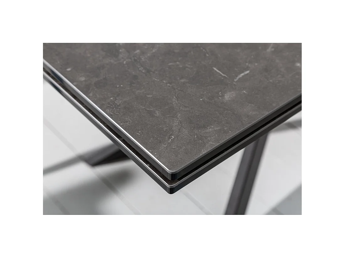 Eettafel STELIX 180–220–260 cm – Blad van antraciet keramiek en gehard glas – Uitschuifbaar