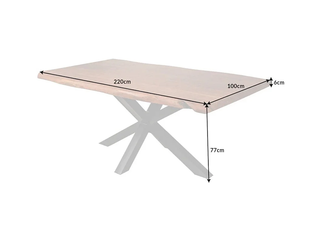 Table ARKAYA 220 cm – Plateau en bois massif d'acacia verni et structure en métal noir – Design industriel et élégant