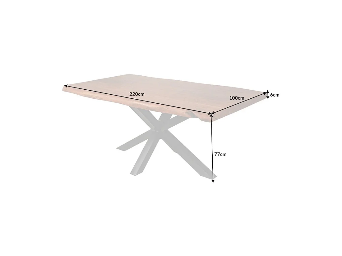 Table ARKAYA 220 cm – Piano in legno massiccio di acacia verniciato e struttura in metallo nero – Design industriale ed elegante