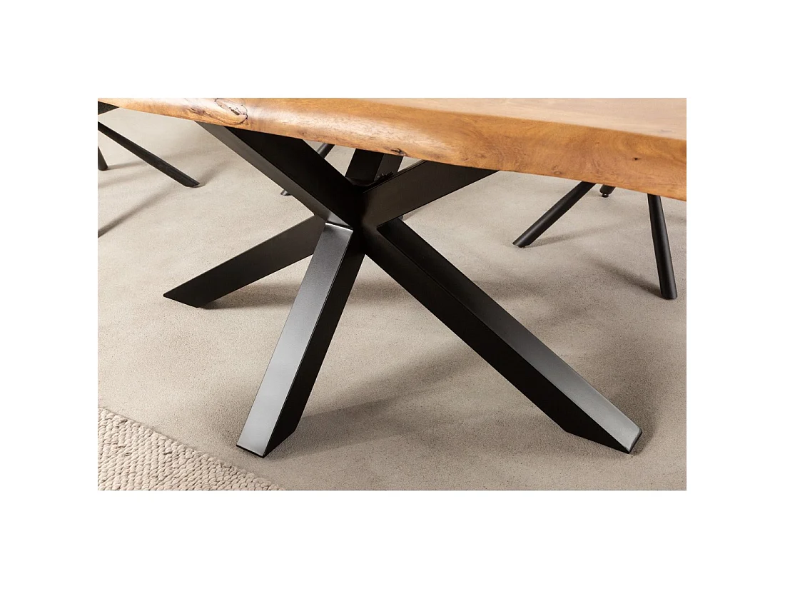 Table ARKAYA 220 cm – Piano in legno massiccio di acacia verniciato e struttura in metallo nero – Design industriale ed elegante