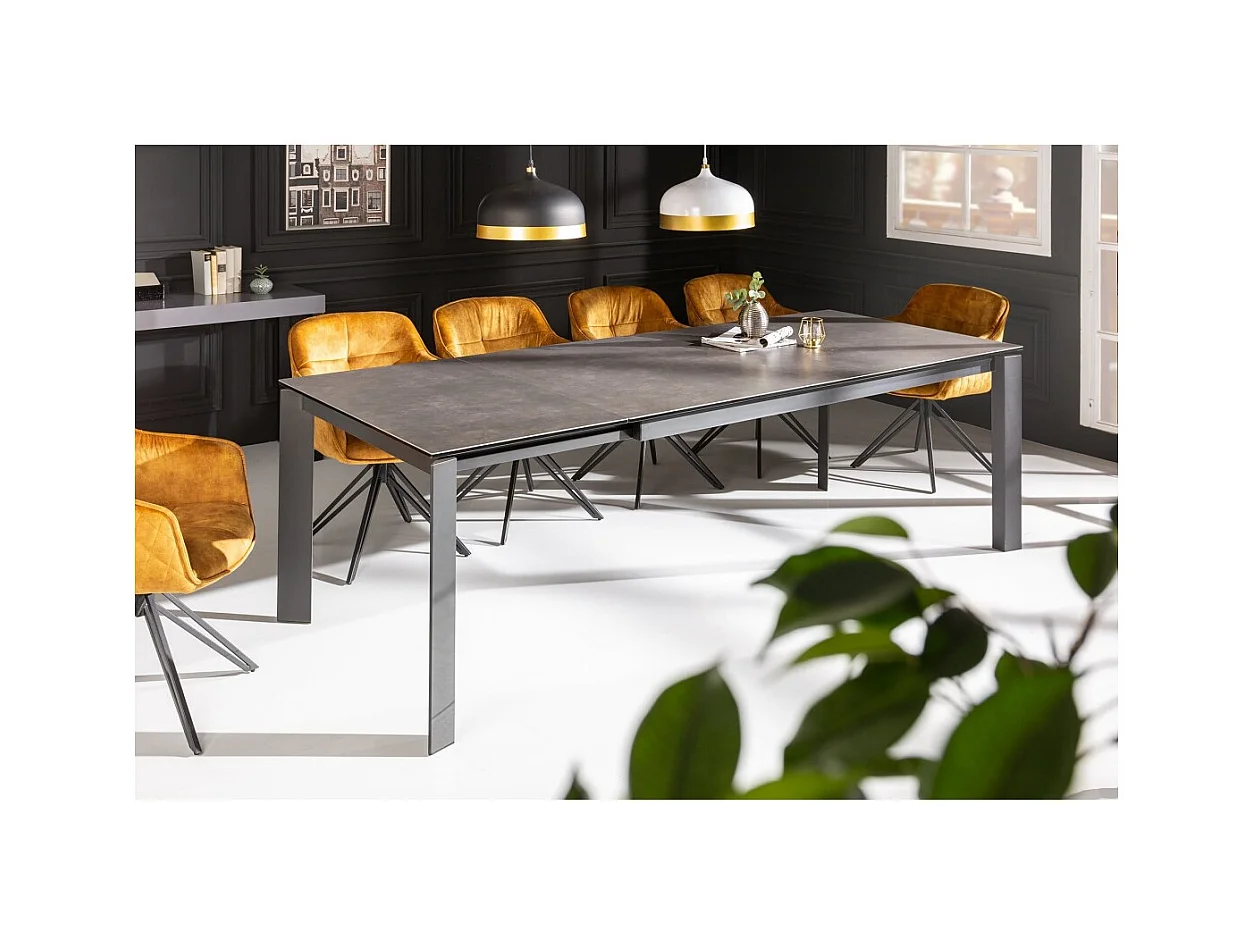 Table de salle à manger FORZA 180–240 cm – Plateau en céramique anthracite – Table extensible moderne