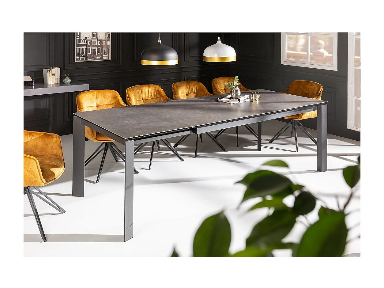 Table de salle à manger SIGRO 180–240 cm – Plateau en céramique anthracite – Table extensible moderne