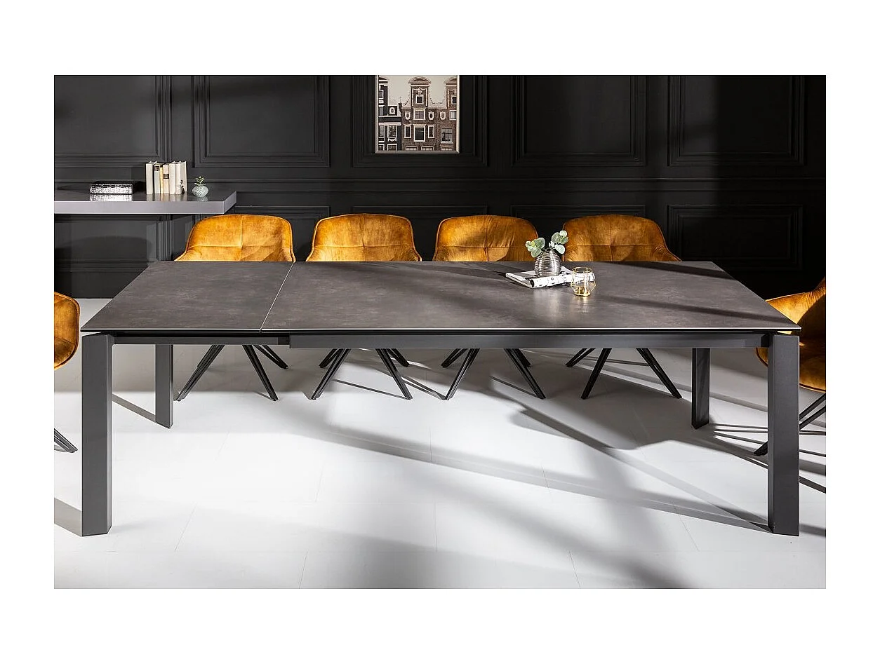 Table de salle à manger SIGRO 180–240 cm – Plateau en céramique anthracite – Table extensible moderne