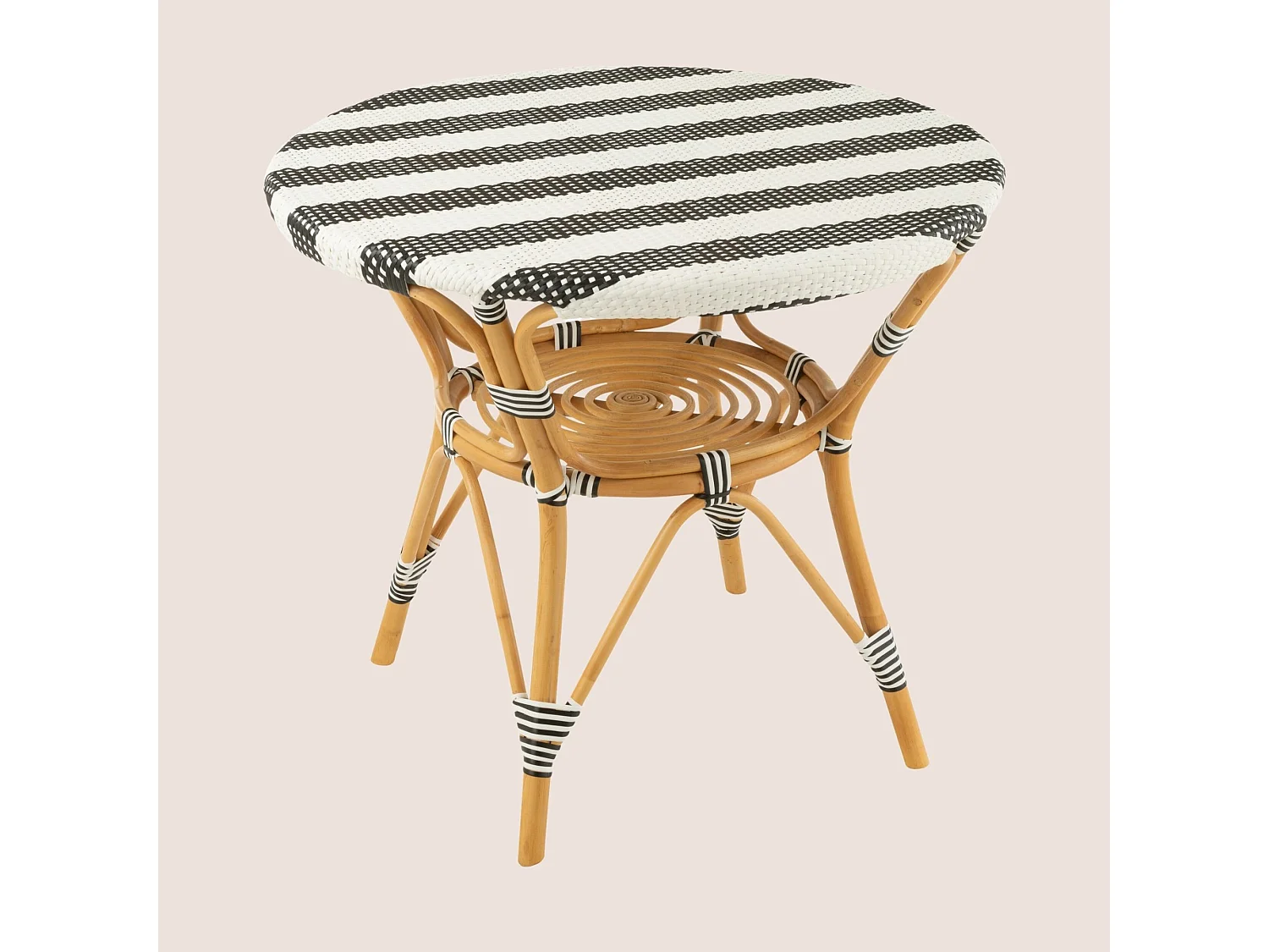 Table ronde parisienne tressée rayures D90 2 places - MONTMARTRE