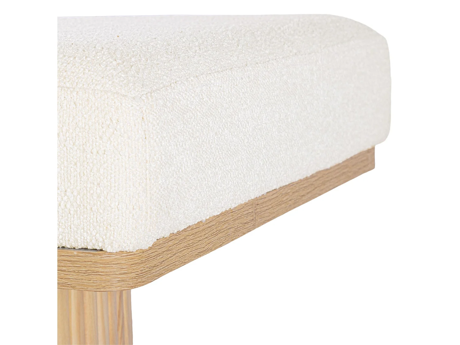 Banc 2 places en bois clair et tissu bouclette écru L120 - FLORIAN