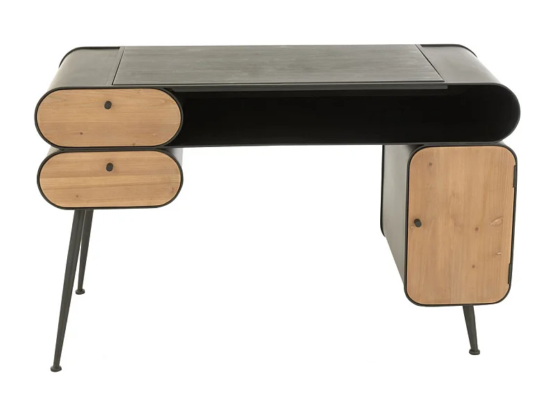 Bureau industriel en bois et métal noir 2 - FORGE