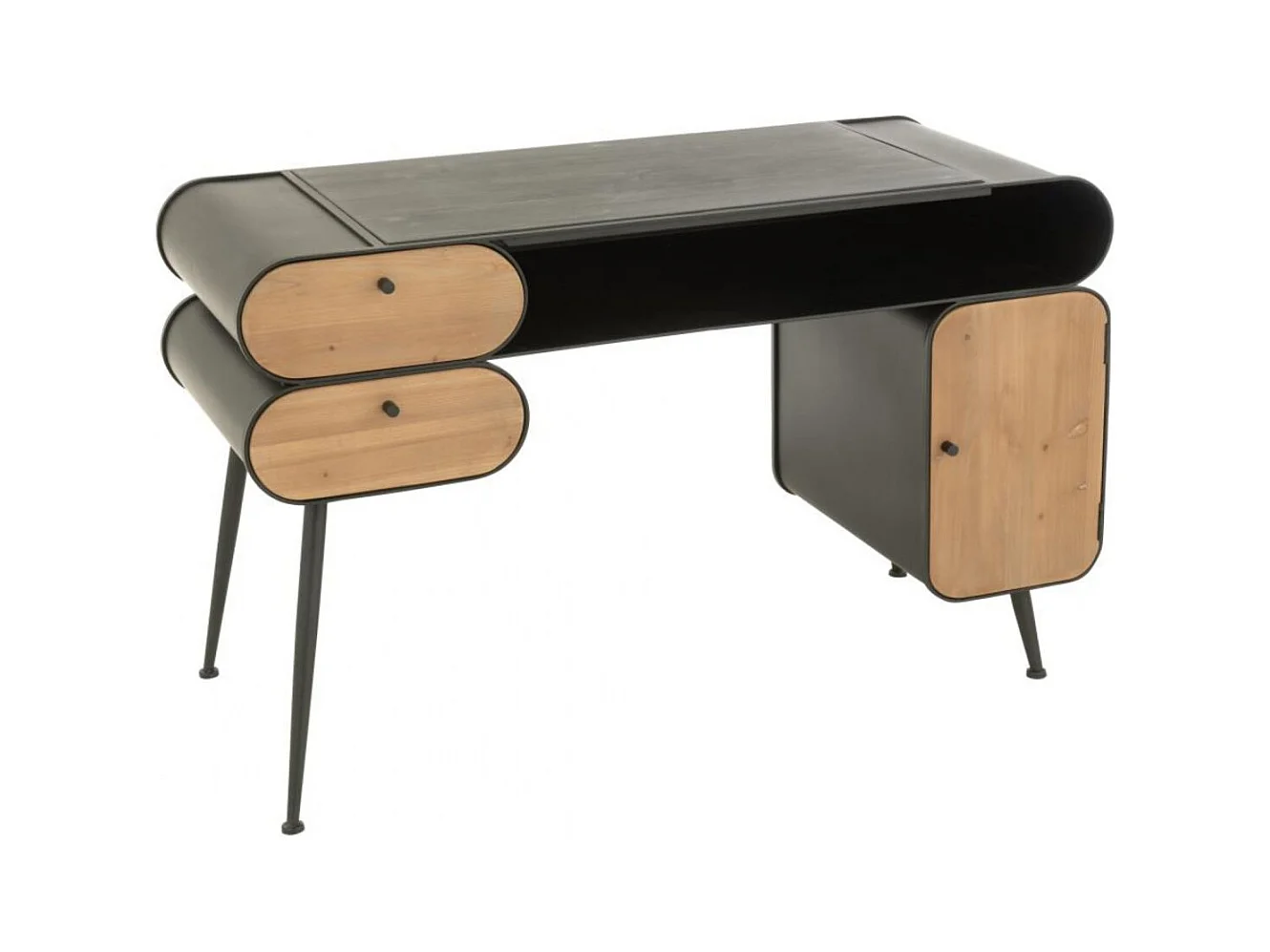 Bureau industriel en bois et métal noir 2 - FORGE