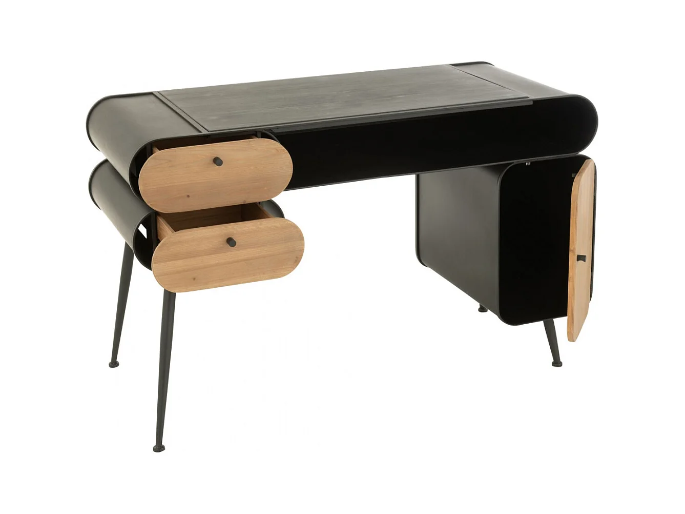 Bureau industriel en bois et métal noir 2 - FORGE