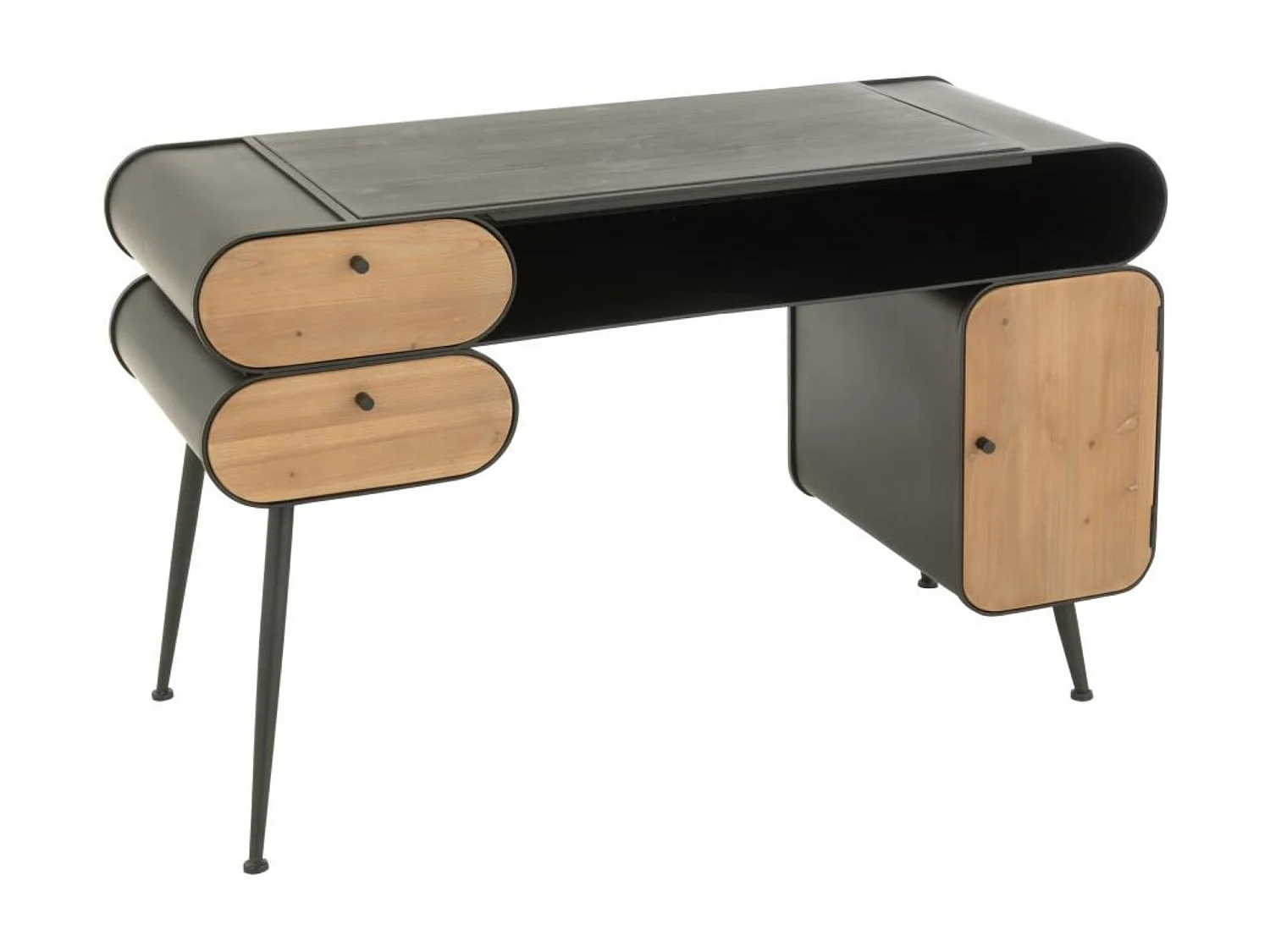 Bureau industriel en bois et métal noir 2 - FORGE