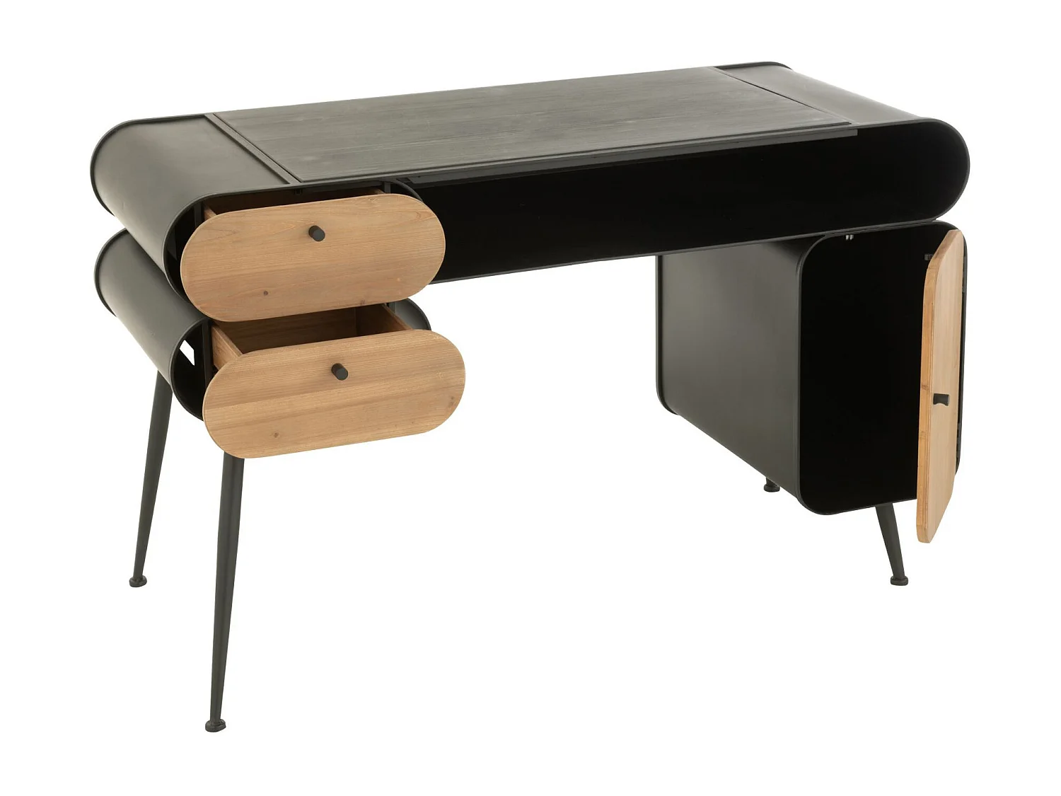 Bureau industriel en bois et métal noir 2 - FORGE