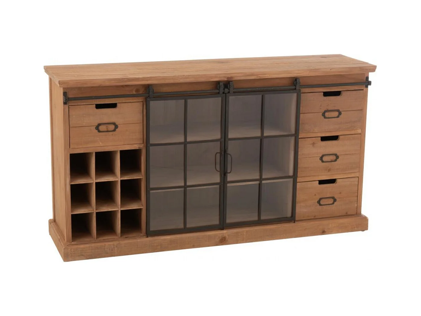 Buffet en bois et métal 4 tiroirs 2 portes coulissantes - MIRA