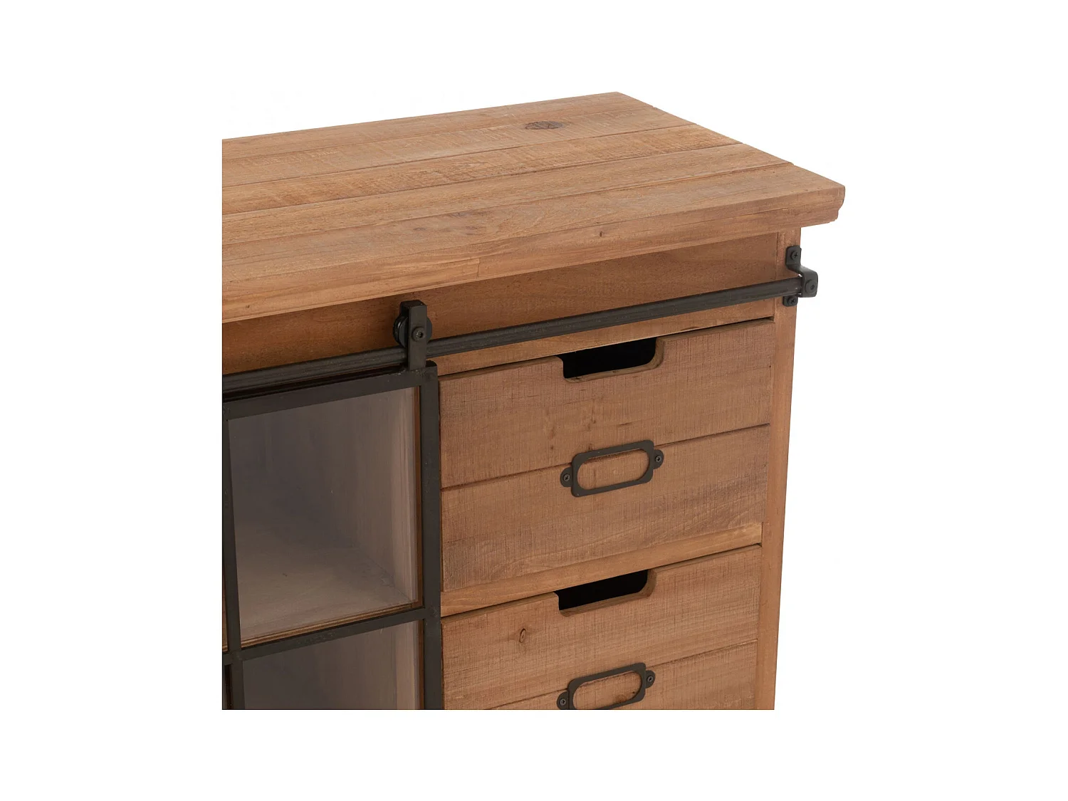 Buffet en bois et métal 4 tiroirs 2 portes coulissantes - MIRA