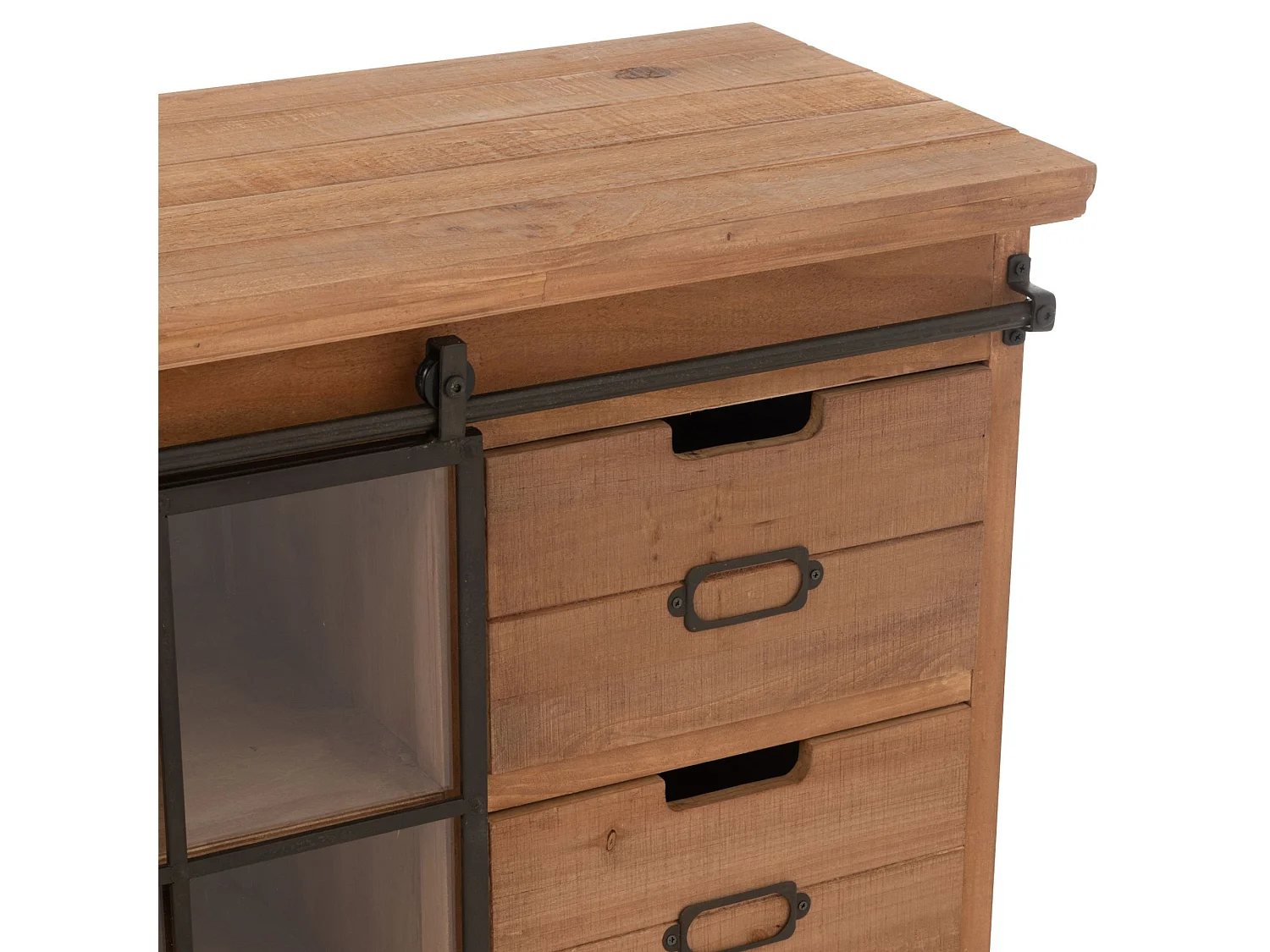 Buffet en bois et métal 4 tiroirs 2 portes coulissantes - MIRA