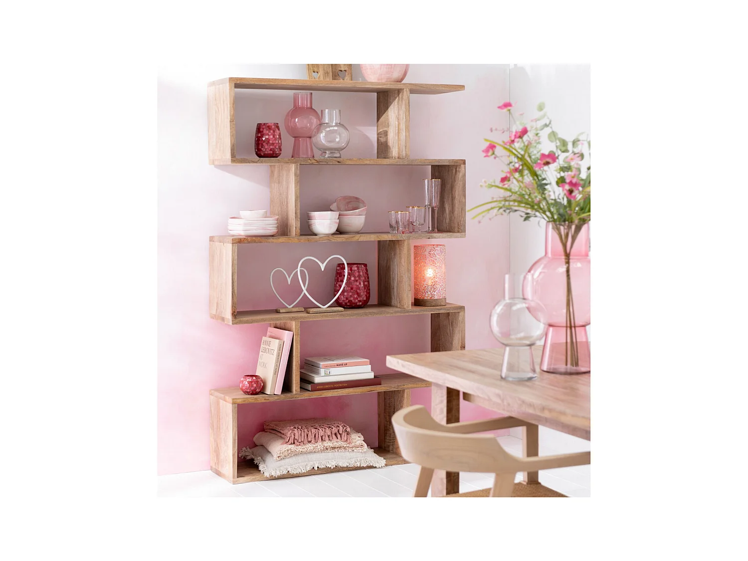 Bibliothèque déstructurée en manguier 5 niches - MAKATI