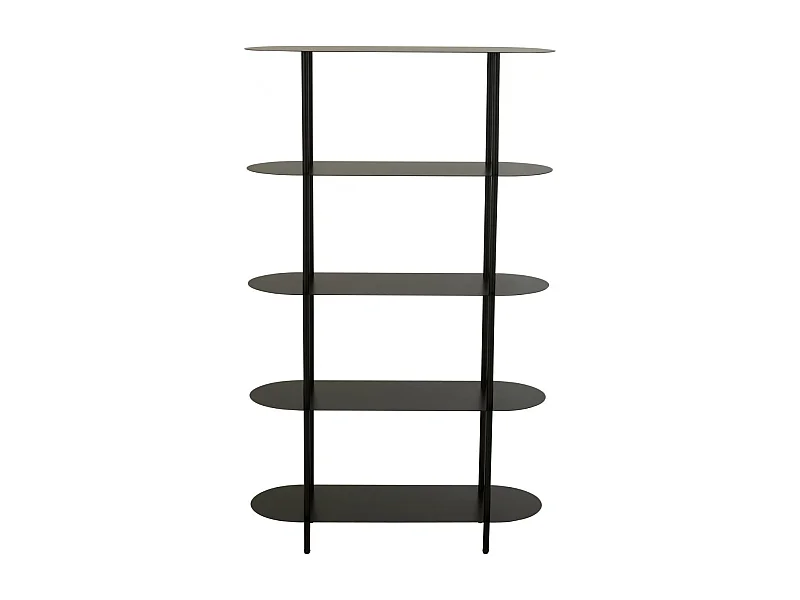 Etagère bibliothèque en métal noir 5 tablettes - OVALO
