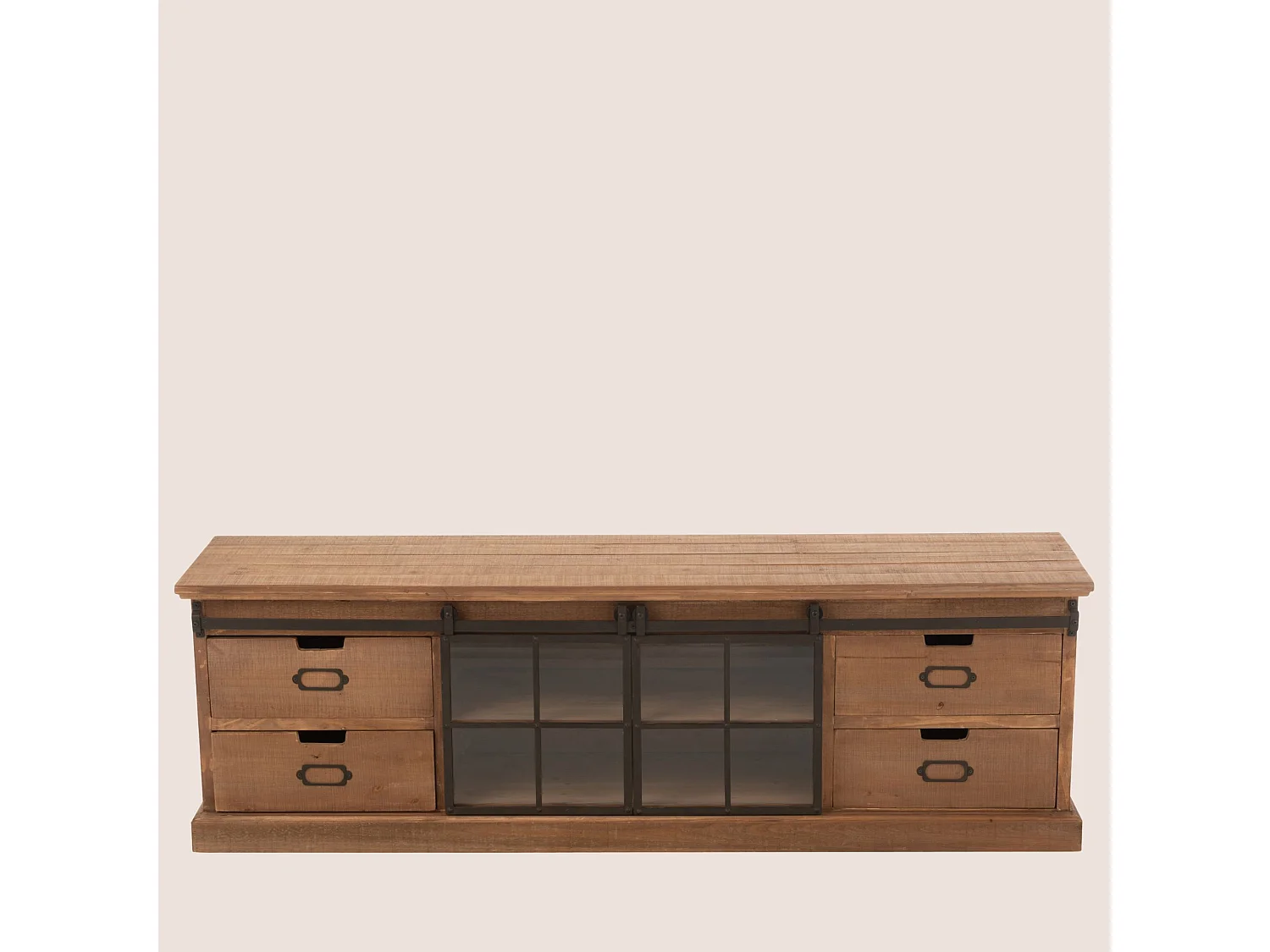 Meuble TV en bois et métal 4 tiroirs 2 portes coulissantes L160 - MIRA