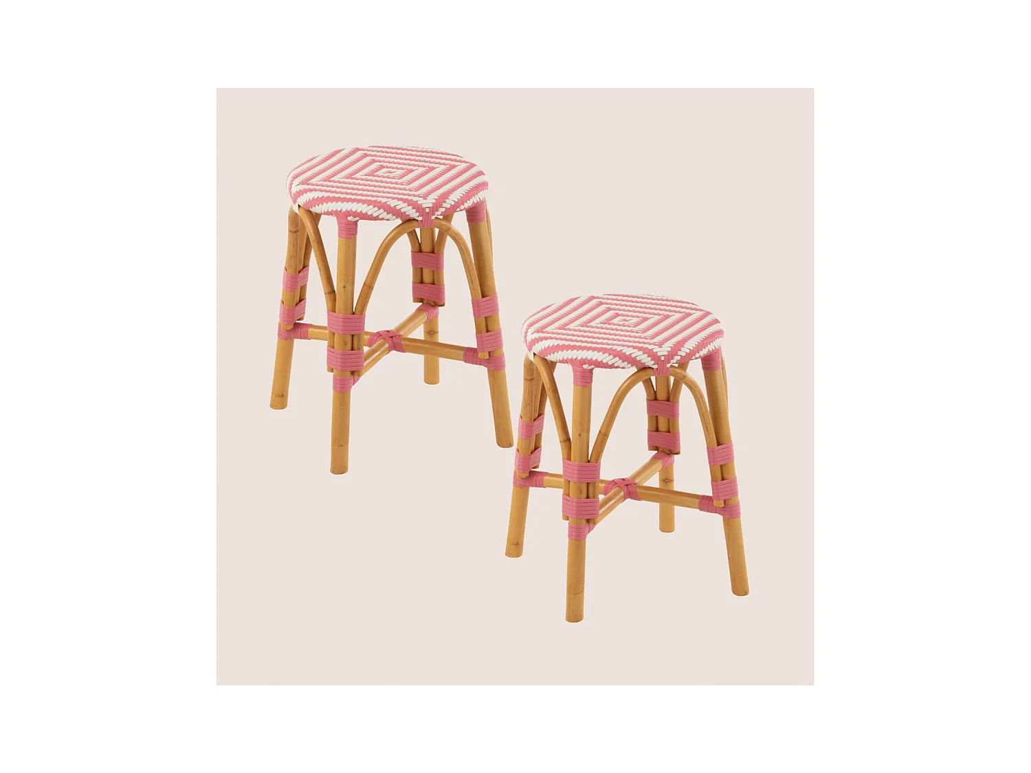 Tabourets parisiens avec assise tressée (lot de 2) - MONTMARTRE