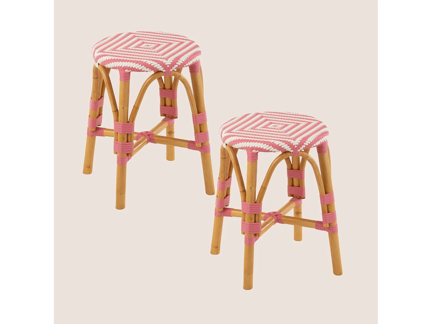 Tabourets parisiens avec assise tressée (lot de 2) - MONTMARTRE