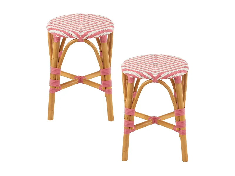 Tabourets parisiens avec assise tressée (lot de 2) - MONTMARTRE