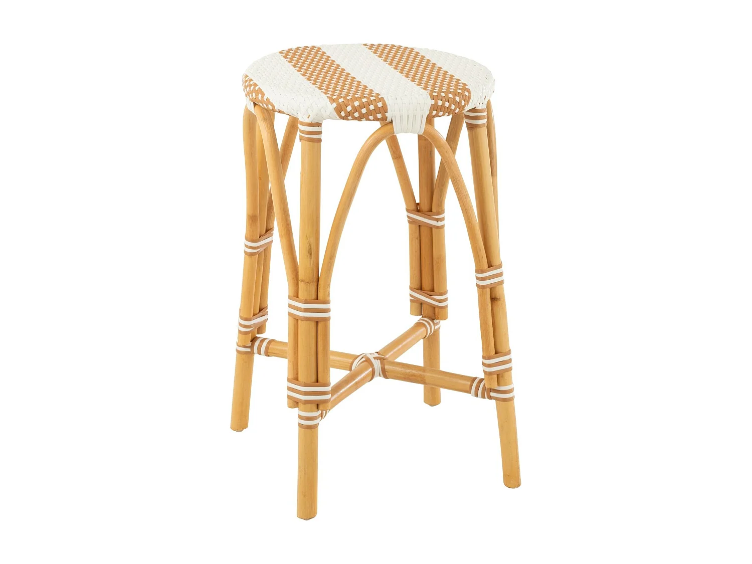 Tabourets de bar parisiens assise tressée rayures (lot de 2) - MONTMARTRE