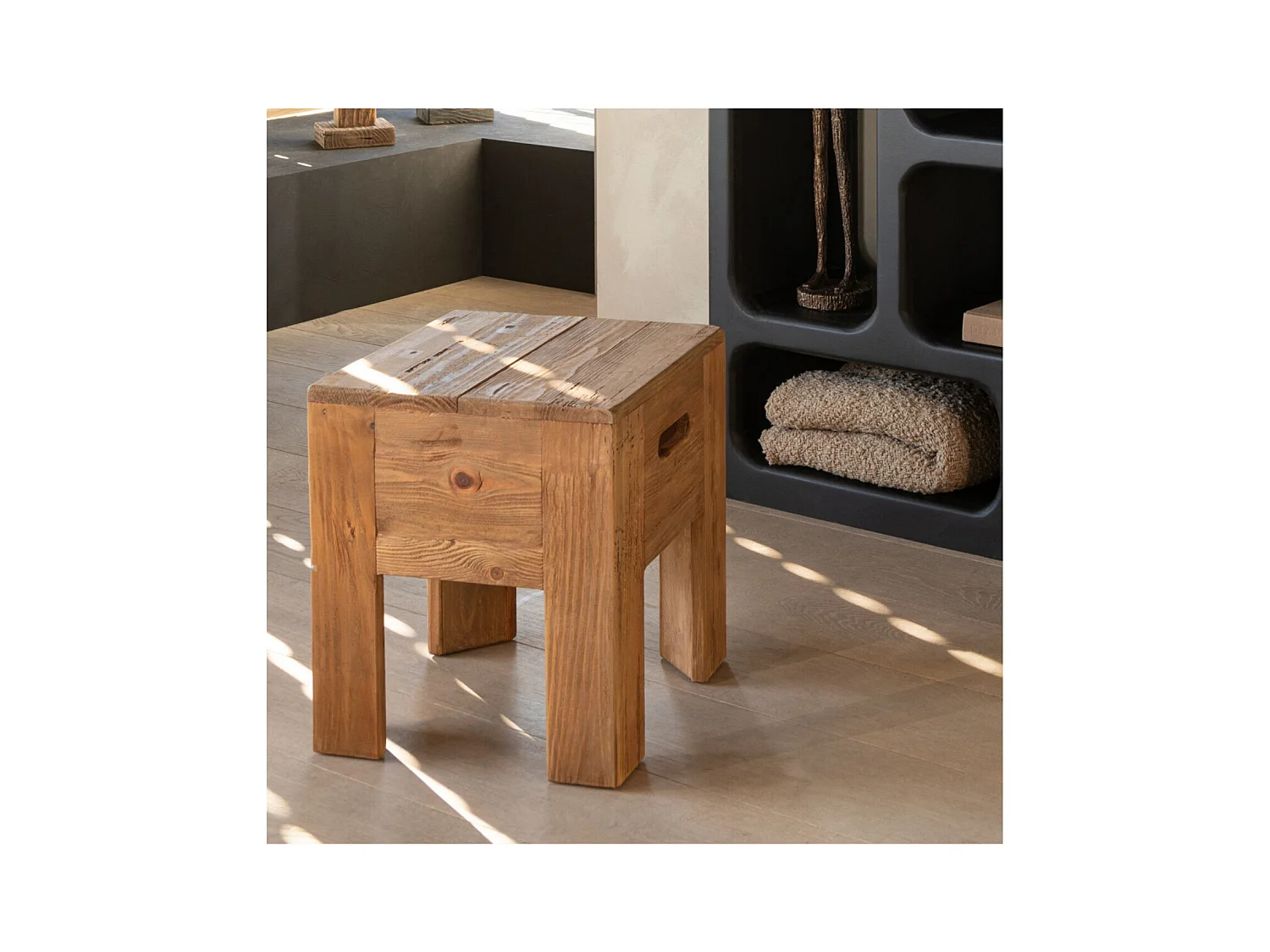Tabourets en bois massif carrés (lot de 2) - TERRA